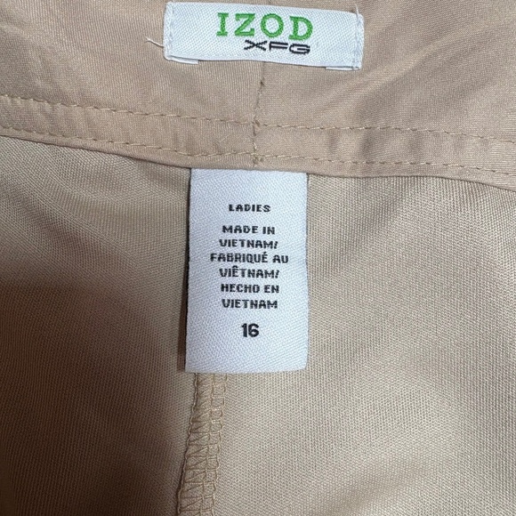 IZOD Easy Care Poly Golf Skorts Multi Pocket w/ Belt Khaki US Sz 16 Like New! - Picture 4 of 10